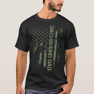 USA Flag Proud Dachshund Dad Wiener Silhouette T-Shirt
