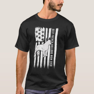 Usa Flag Proud French Bulldog Mum Frenchie Silhoue T-Shirt