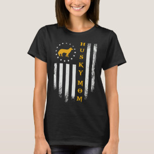 Usa Flag Proud Siberian Husky Dog Mum T-Shirt