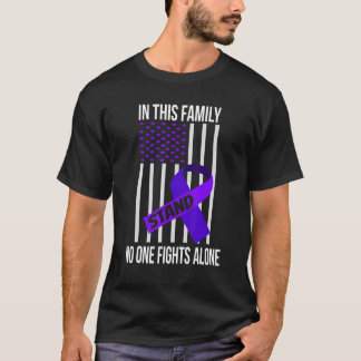 Usa Flag Purple Ribbon Domestic Violence Awareness T-Shirt