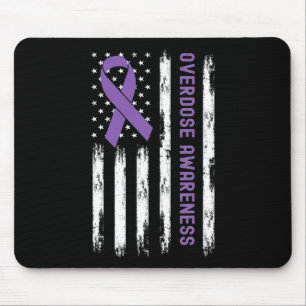 USA Flag Purple Ribbon Overdose Awareness Mouse Pad