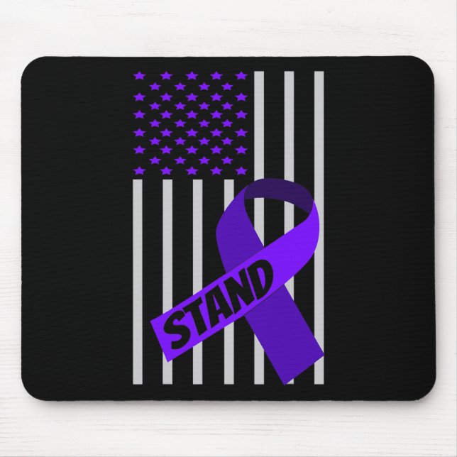 USA Flag purple Ribbon Panceratic Cancer Awareness Mouse Pad (Front)