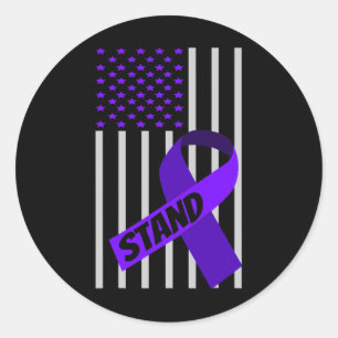 Usa Flag Purple Ribbon Products Opioid Overdose Aw Classic Round Sticker