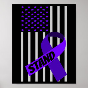Usa Flag Purple Ribbon Products Opioid Overdose Aw Poster