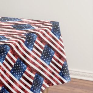 USA flag red and blue sparkles glitters pattern Tablecloth