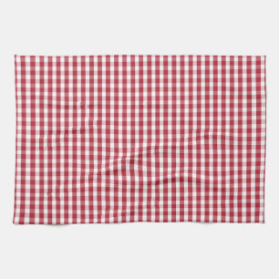 USA Flag Red and White Gingham Checked Tea Towel