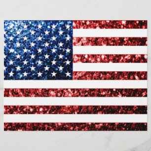 USA flag red blue sparkles glitters Flyer