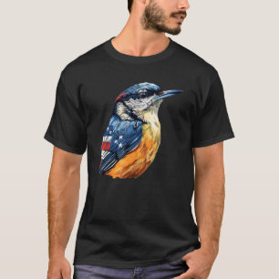 USA Flag Red Breasted Nuthatch Patriotic Bird 4th T-Shirt