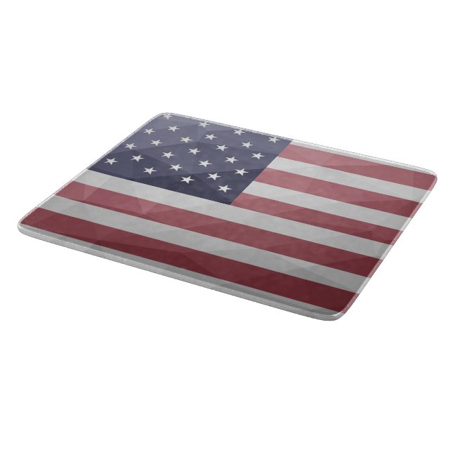 USA flag Red White Blue America Geometric Mesh Cutting Board (Corner)