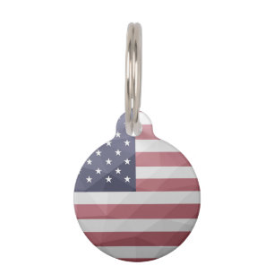 USA flag Red White Blue America Geometric Mesh Pet Tag