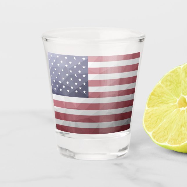 USA flag Red White Blue America Geometric Mesh Shot Glass (Front)