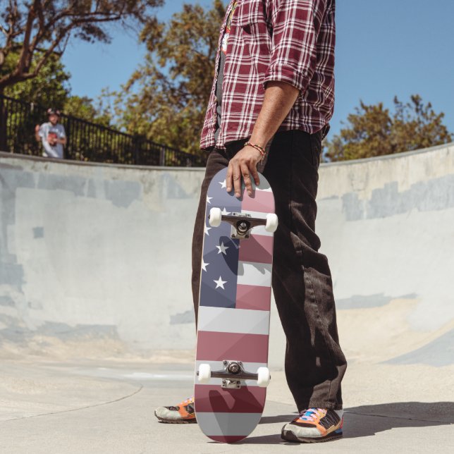 USA flag Red White Blue America Geometric Mesh Skateboard (Outdoor 2)