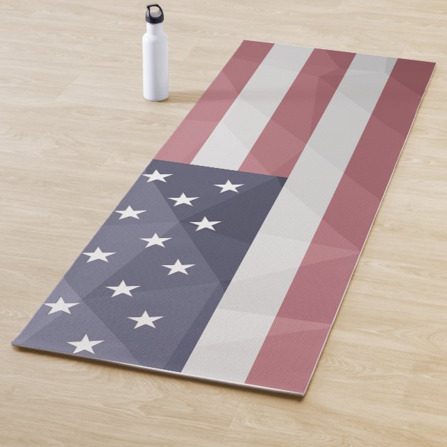 USA flag Red White Blue America Geometric Mesh Yoga Mat (In Situ)