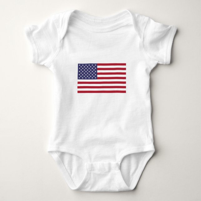 USA flag red white blue patriotic baby one-piece Bodysuit (Front)