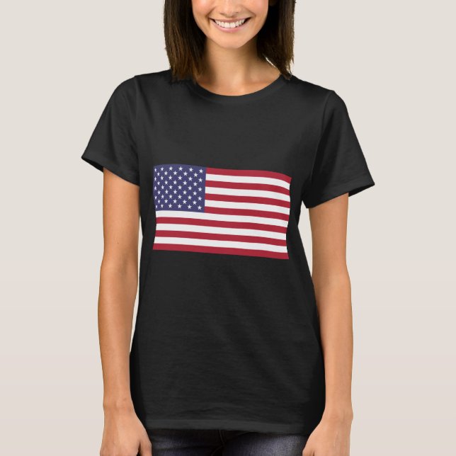 USA flag red white blue patriotic black t-shirt (Front)