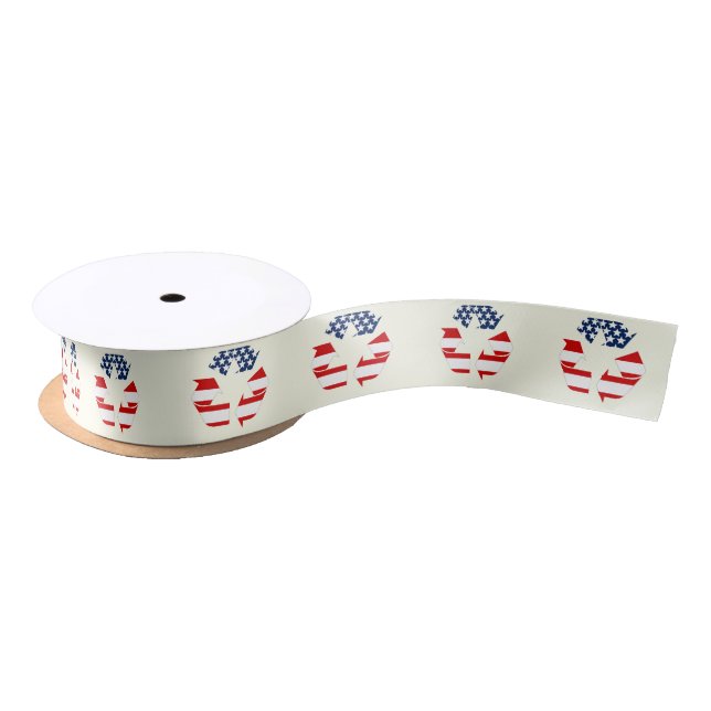 USA Flag - Red White & Blue Recycle Symbol Satin Ribbon (Spool)