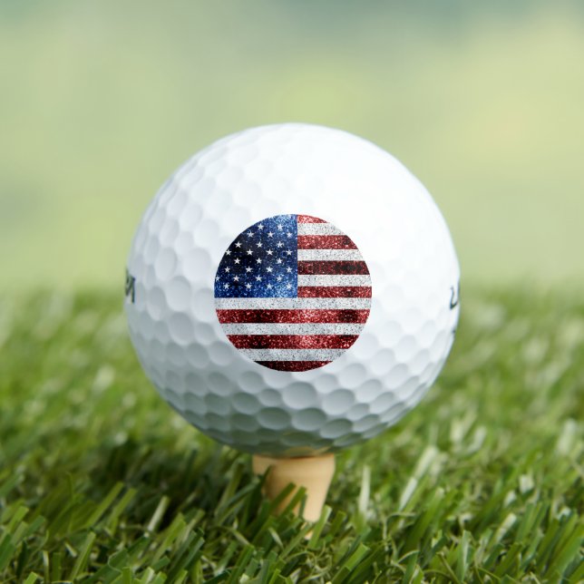 USA flag red white blue sparkles glitters Golf Balls (Insitu Tee)
