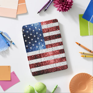 USA flag red white blue sparkles glitters iPad Air Cover