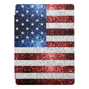 USA flag red white blue sparkles glitters iPad Pro Cover