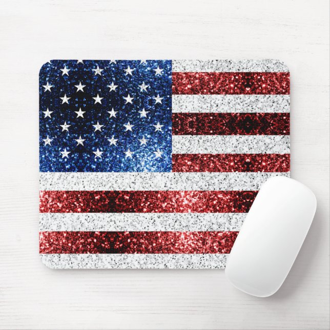 USA flag red white blue sparkles glitters Mouse Pad (With Mouse)
