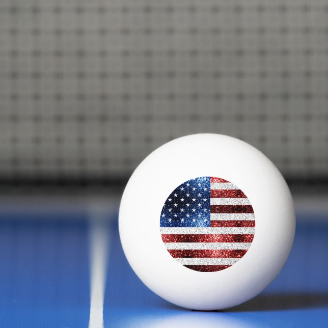 USA flag red white blue sparkles glitters Ping Pong Ball (Net)