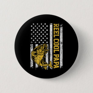 Usa Flag Reel Cool Papa Patriotic Fishing Design O 6 Cm Round Badge