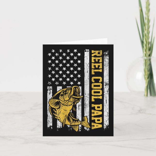Usa Flag Reel Cool Papa Patriotic Fishing Design O Card (Front)
