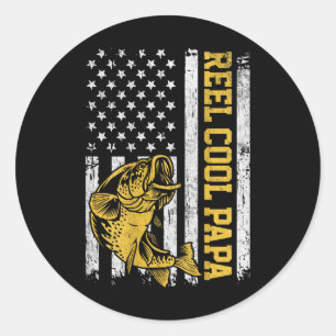 Usa Flag Reel Cool Papa Patriotic Fishing Design O Classic Round Sticker
