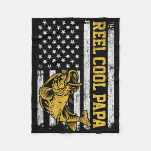 Usa Flag Reel Cool Papa Patriotic Fishing Design O Fleece Blanket