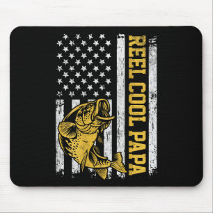Usa Flag Reel Cool Papa Patriotic Fishing Design O Mouse Pad