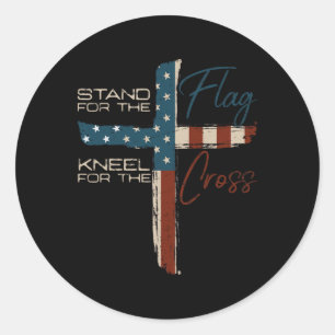 Usa Flag Religious Quote 4th Of July Christian Fai Classic Round Sticker
