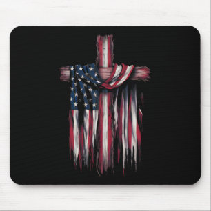 Usa Flag Religious Quote 4th Of July Christian Fai Mouse Pad