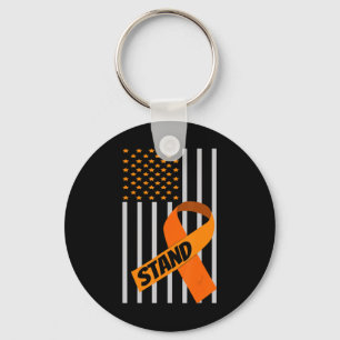USA Flag Ribbon Leukaemia Awareness Family Suppor Key Ring
