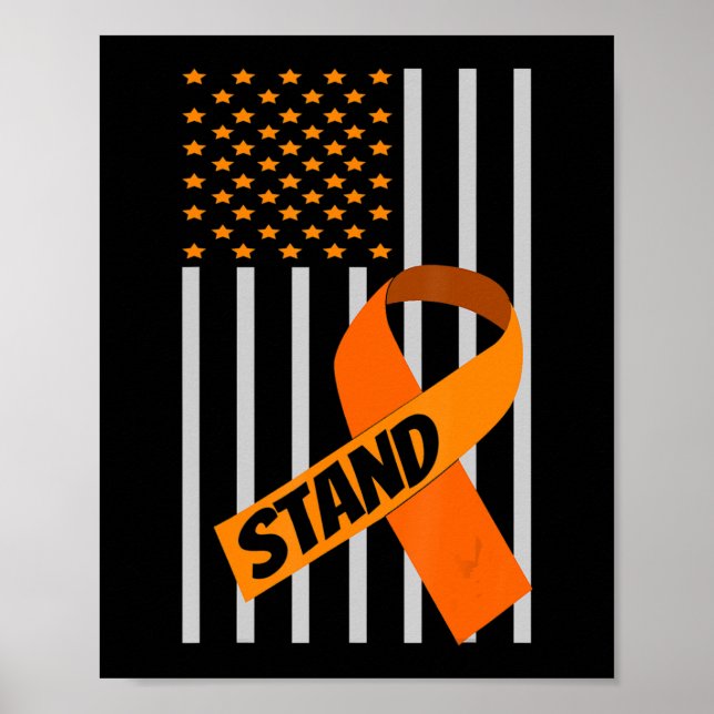 USA Flag Ribbon Leukaemia Awareness  Family Suppor Poster (Front)