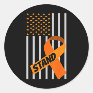 USA Flag Ribbon Leukemia Awareness  Family Support Classic Round Sticker