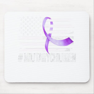 USA Flag Ribbon, Purple Up! Month Tee for Military Mouse Pad
