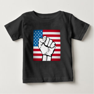 USA Flag Rising Fist Baby T-Shirt