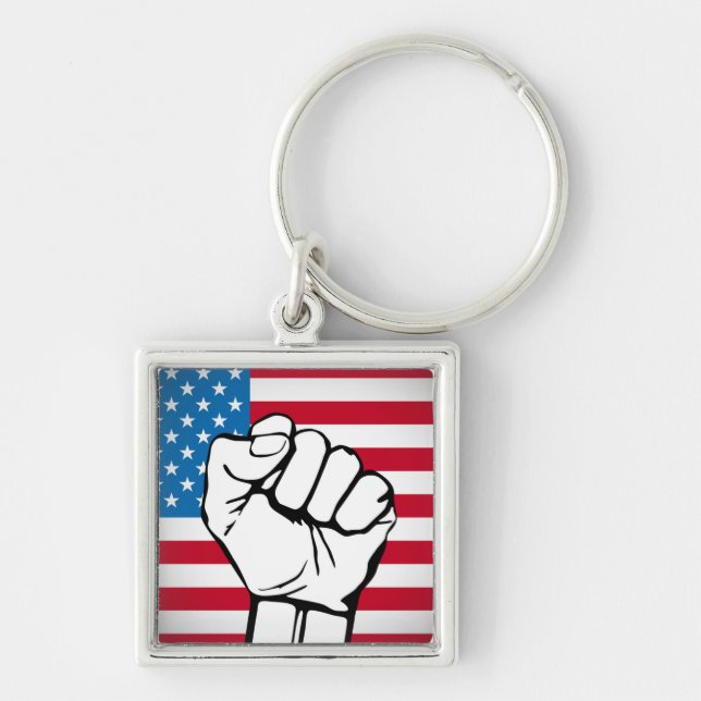USA Flag | Rising Fist Key Ring (Front)
