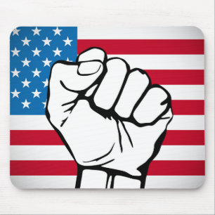 USA Flag   Rising Fist Mouse Pad