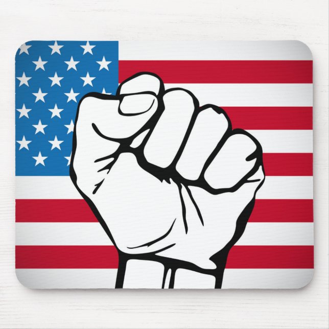 USA Flag | Rising Fist Mouse Pad (Front)