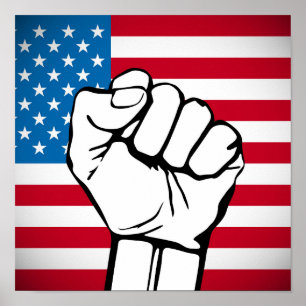 USA Flag   Rising Fist Poster