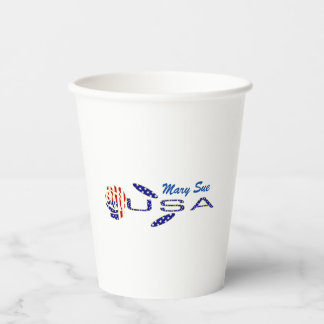 USA Flag Rose on Its Side Blue Personalised Party Paper Cups