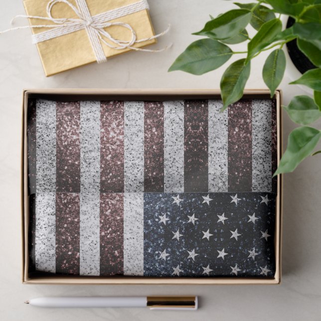 USA flag rustic red white blue sparkles glitters Tissue Paper (Gift)