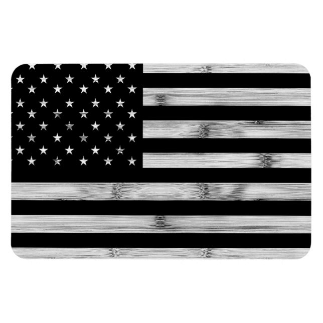 USA flag Rustic Wood Black White Patriotic America Magnet (Horizontal)