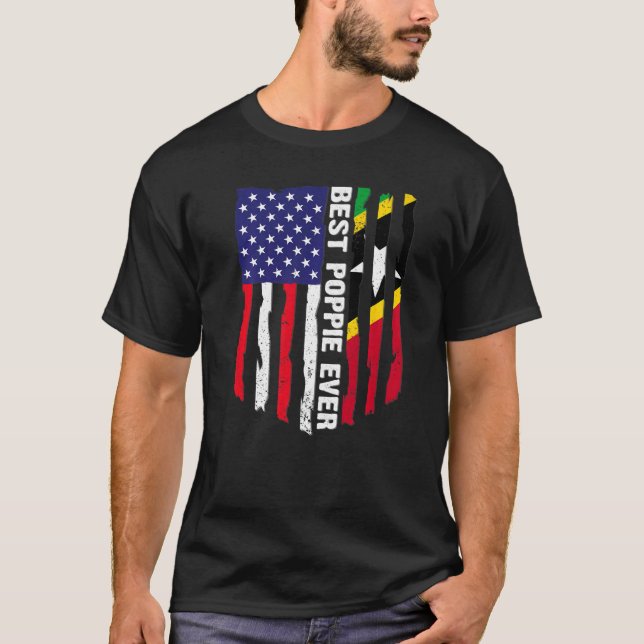 Usa Flag & Saint Kitts And Nevis Flag Best Poppie  T-Shirt (Front)