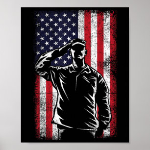Usa Flag Salute Memorial Day Poster