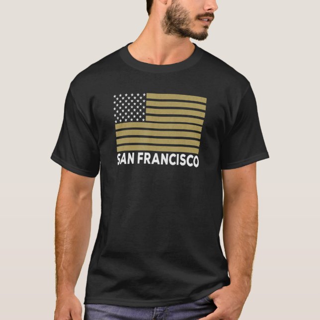 USA Flag San Francisco Dark Red & Maroon San Franc T-Shirt (Front)