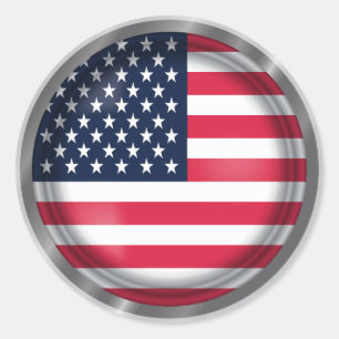 USA Flag Seal, American Flag Art Classic Round Sticker