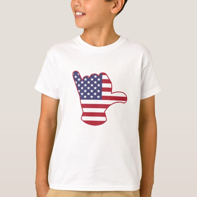 USA flag Shaka sign T-Shirt (Front)