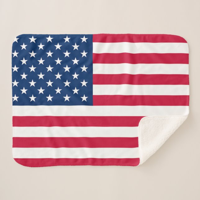 USA Flag Sherpa Blanket (Front (Horizontal))